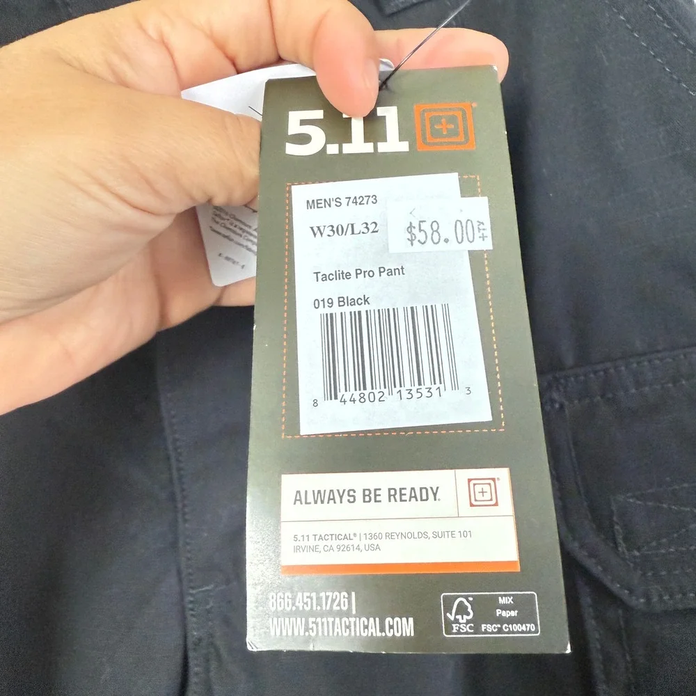 NWT 5.11 Tactical Men's Taclite‎ Pro Lightweight Cargo Pants Black Size W30x 31